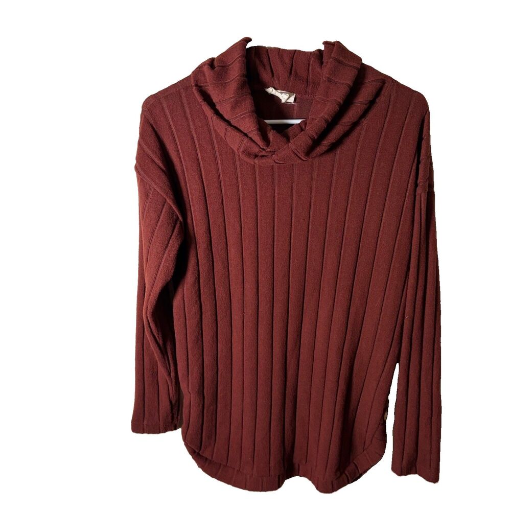 Como Blu Women's Small Ribbed Fleece Cowl Neck Long Sleeve Button Casual